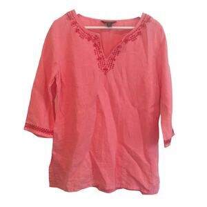 Tommy Bahama pink linen 3/4 sleeve tunic